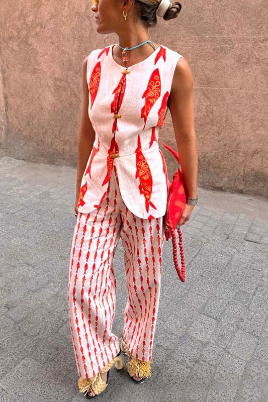 Crimson Koi | Relaxed Fit Two-Piece Set 