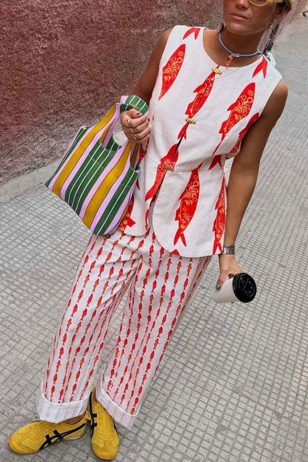 Crimson Koi | Relaxed Fit Two-Piece Set 