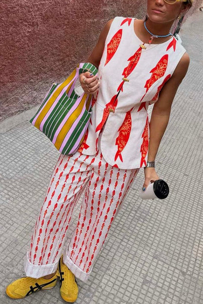 Crimson Koi | Relaxed Fit Two-Piece Set 