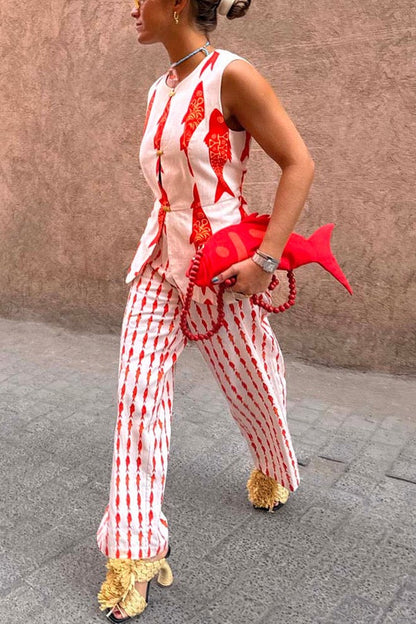 Crimson Koi | Relaxed Fit Two-Piece Set 