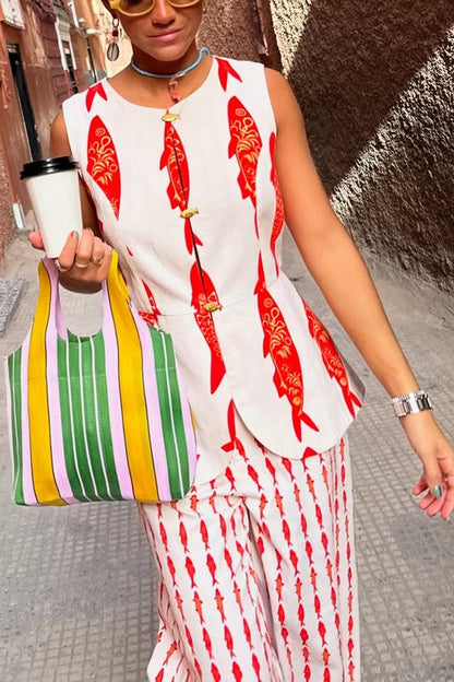 Crimson Koi | Relaxed Fit Two-Piece Set 