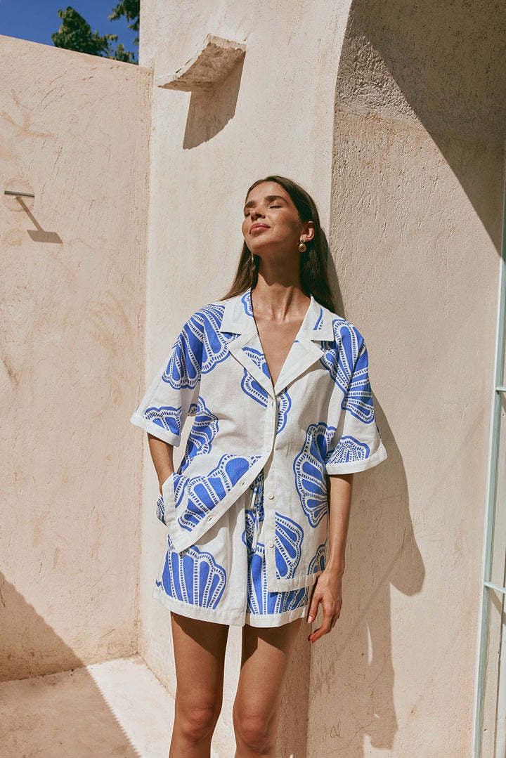 Botanical Print Shirt and Shorts Set 