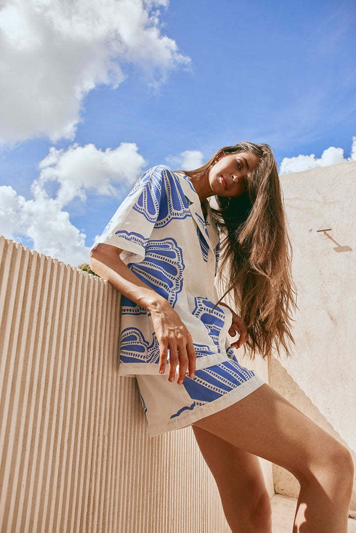 Botanical Print Shirt and Shorts Set 