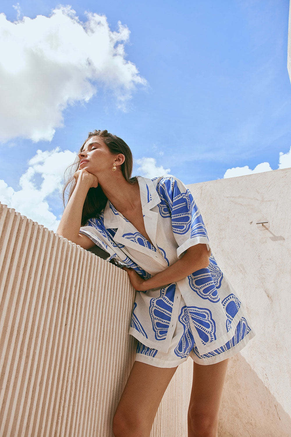 Botanical Print Shirt and Shorts Set 