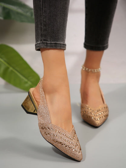 Chunky Heel Sandals with Rhinestones | Comfort and Style in Every Step