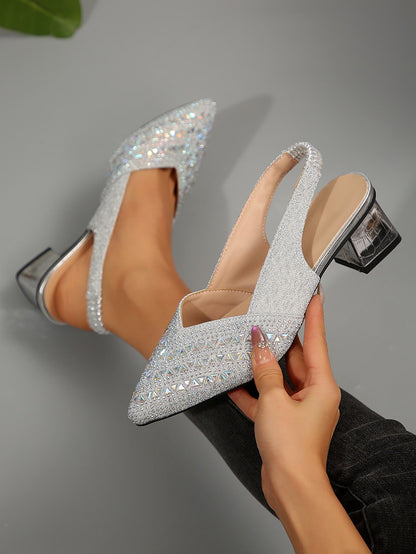 Chunky Heel Sandals with Rhinestones | Comfort and Style in Every Step