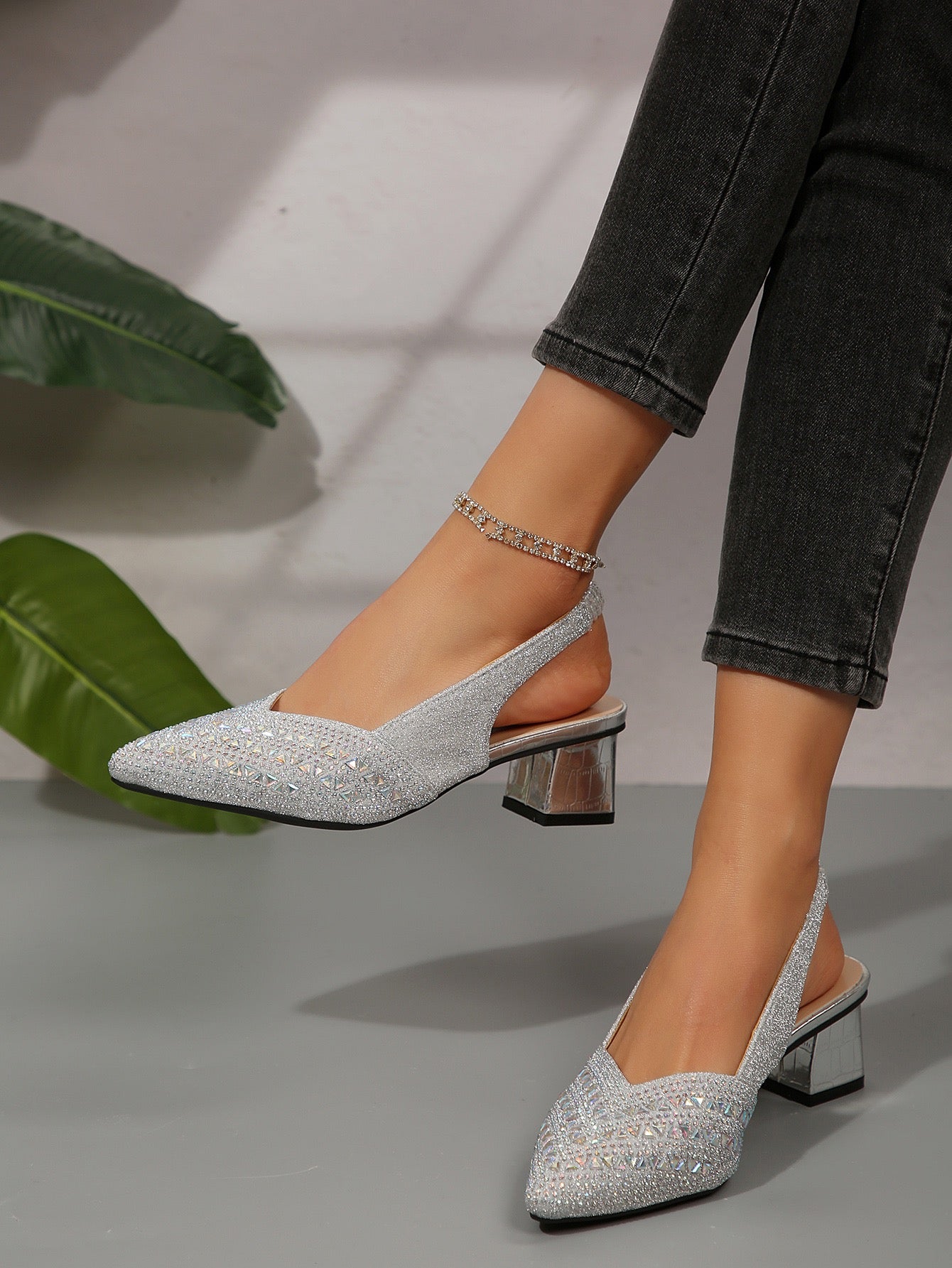 Chunky Heel Sandals with Rhinestones | Comfort and Style in Every Step