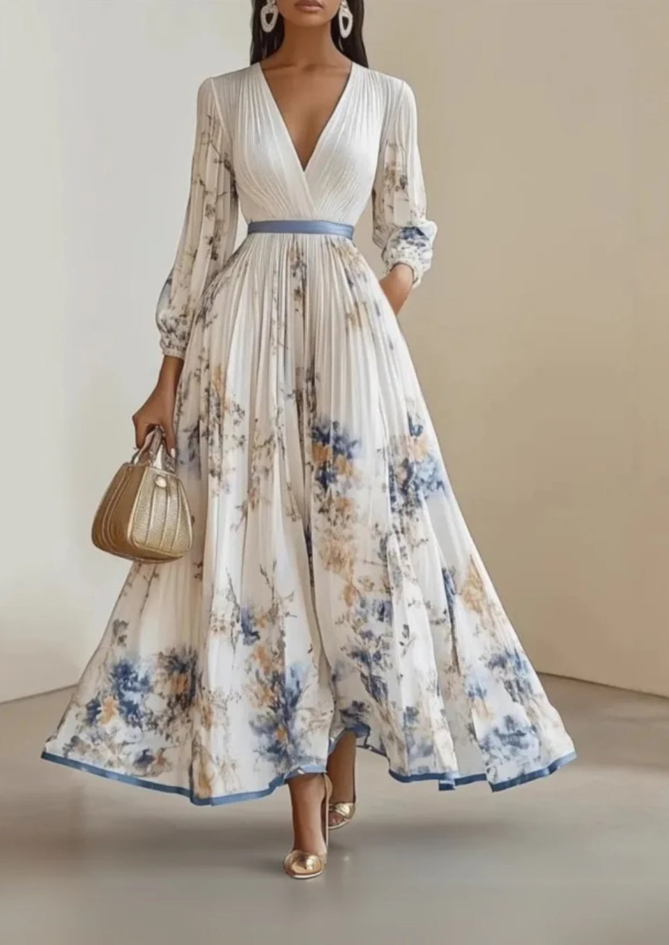 Katie – Elegant Floral Print Maxi Dress