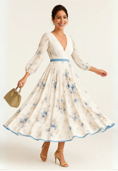 Katie – Elegant Floral Print Maxi Dress