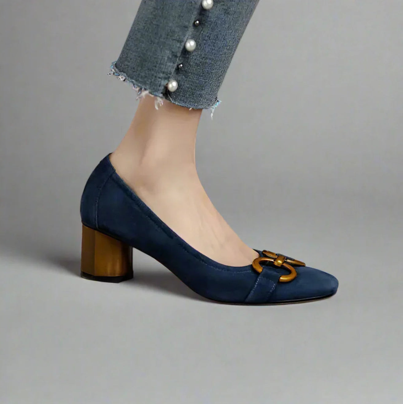 Estelle | Elegant Buckle Suede Shoes