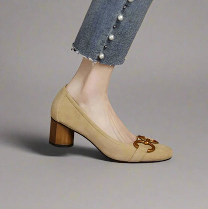 Estelle | Elegant Buckle Suede Shoes