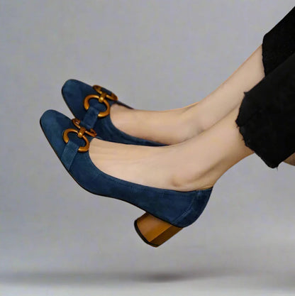 Estelle | Elegant Buckle Suede Shoes