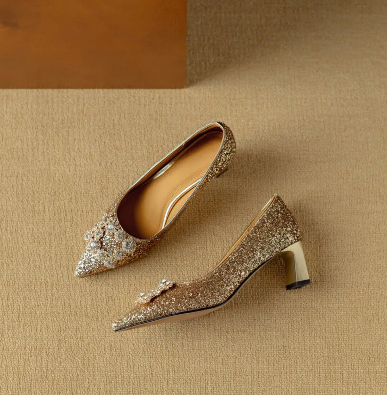 Gloria | Sparkly High Heels with Decorative Buckle