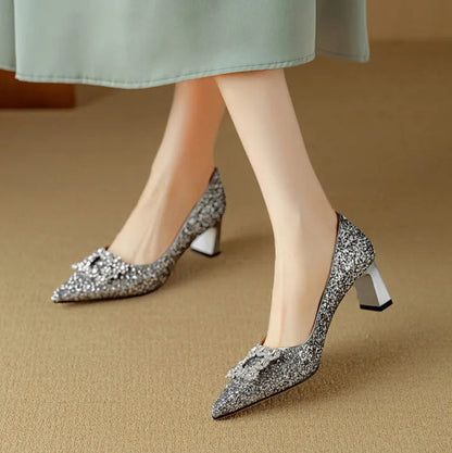Gloria | Sparkly High Heels with Decorative Buckle