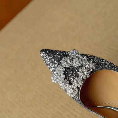 Gloria | Sparkly High Heels with Decorative Buckle