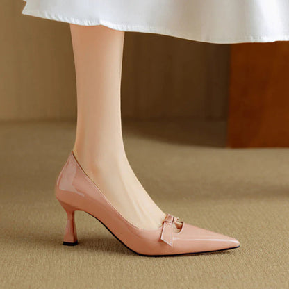 Elaine | Patent Leather Bow Heels