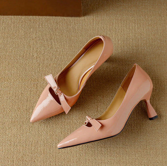 Elaine | Patent Leather Bow Heels