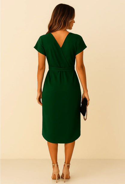Jolene | Elegant Wrap Midi Dress with V-Neck 