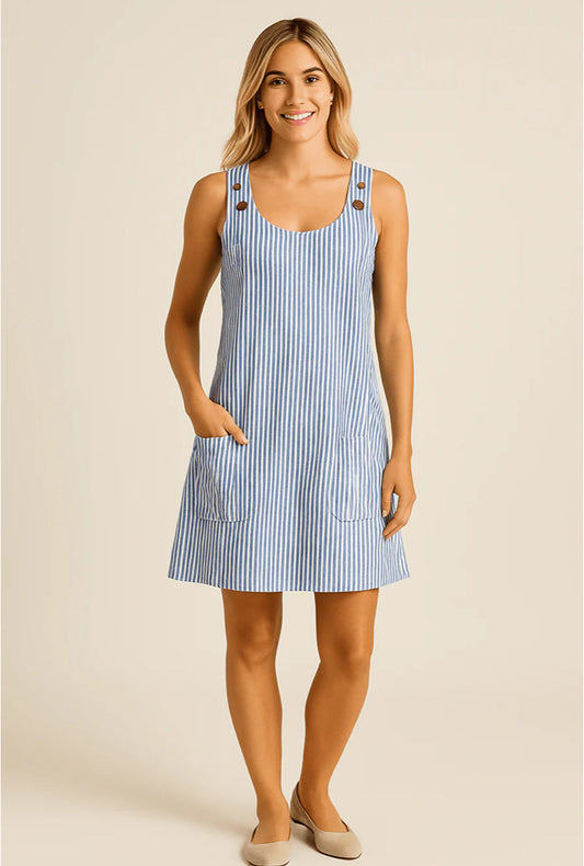Brianna | Sleeveless Summer Dress with Nautical Style