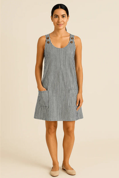 Brianna | Sleeveless Summer Dress with Nautical Style