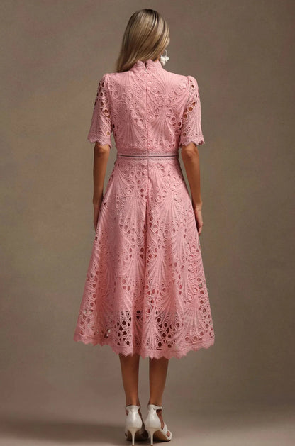 Vorelle™ | Casual Dress Embroidered with Flowers and Short Sleeves 