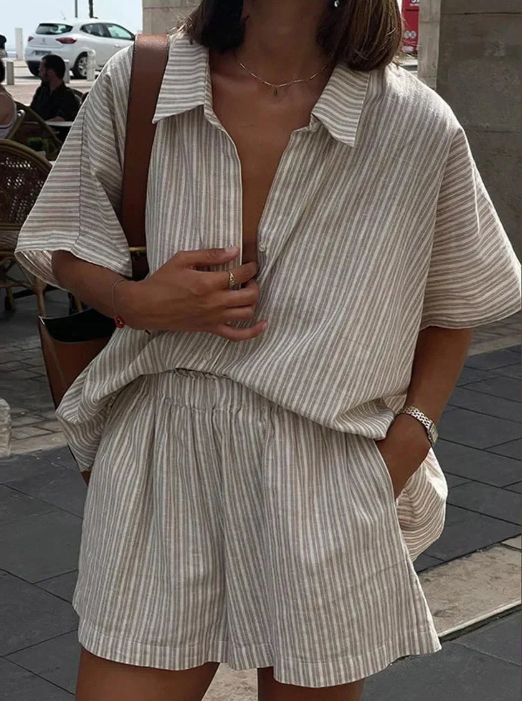 Geeta | Two-Piece Set with Striped Print 