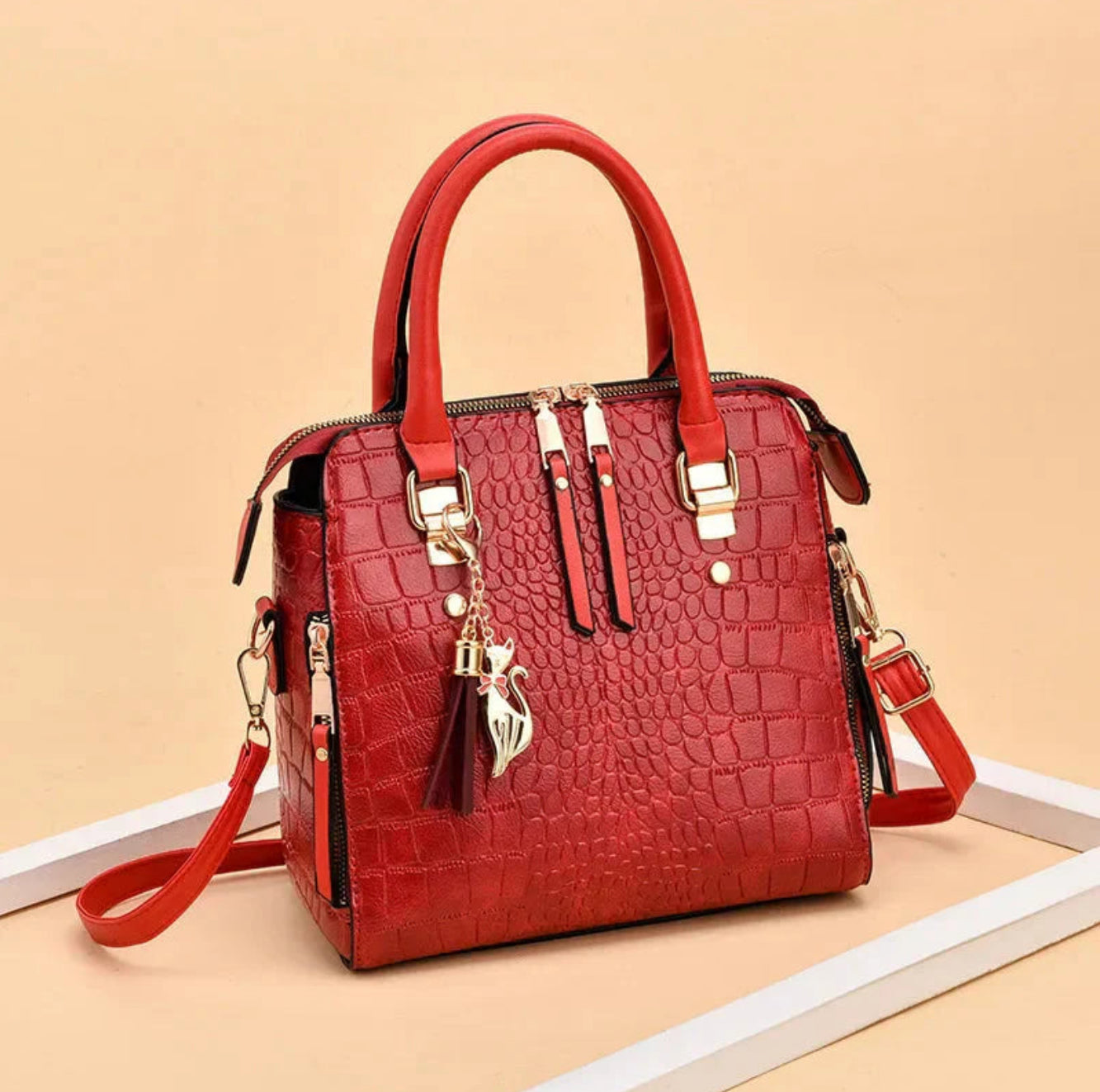 BELEN - LUXURY LEATHER BAG WITH CROCODILE PRINT