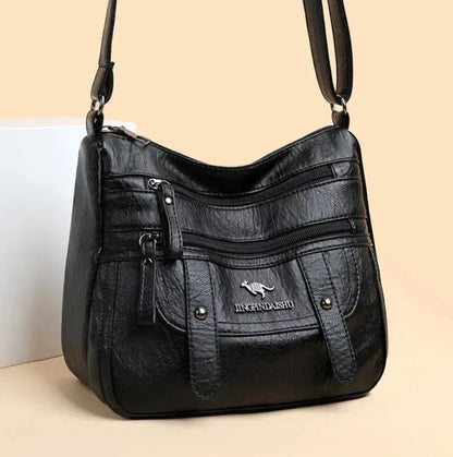 Wren - Retro Handbag with Multiple Pockets in Elegant Faux Leather