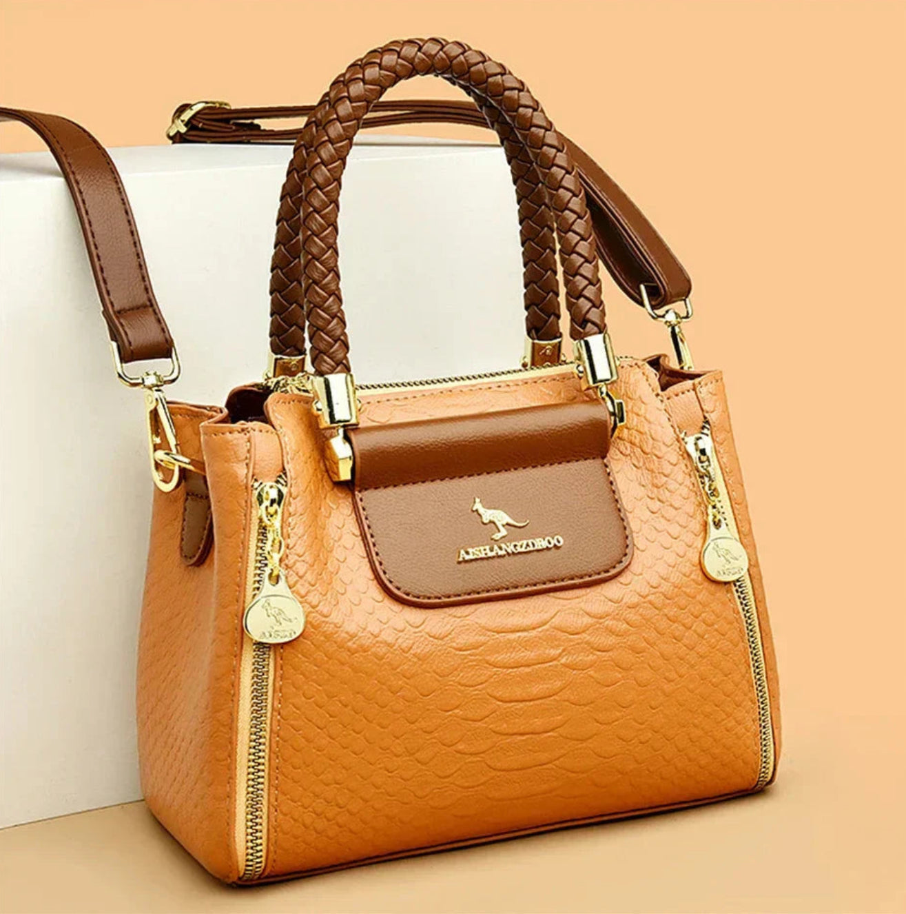 Sage - Large capacity designer handbag in vegan leather