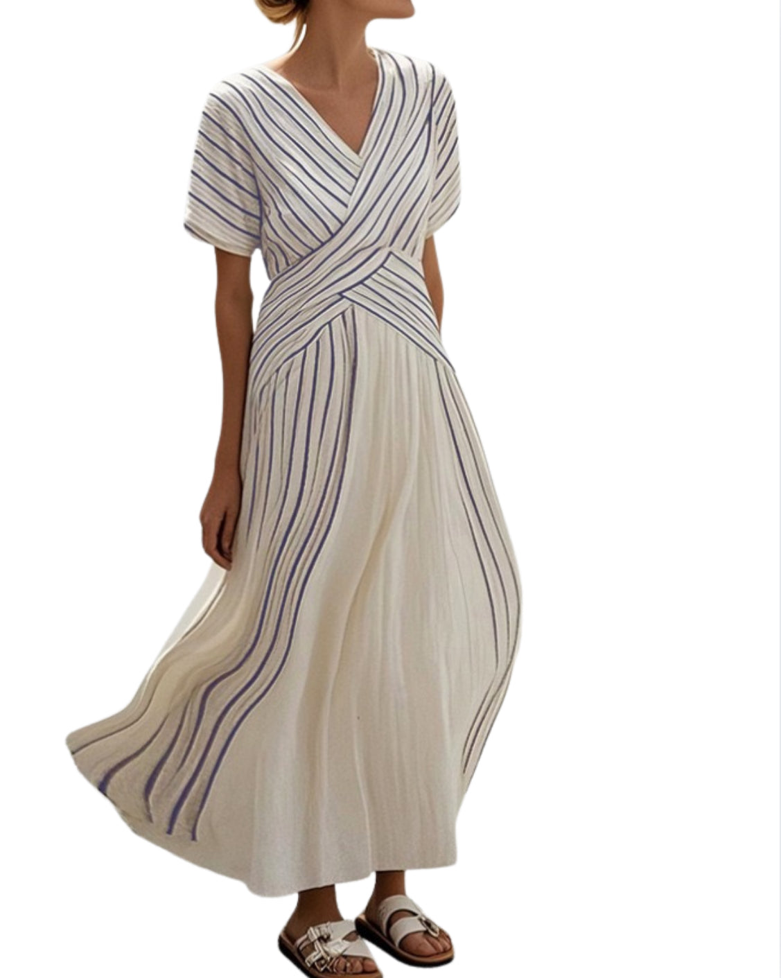 Women's Elegant Stripe Print Maxi Dress 