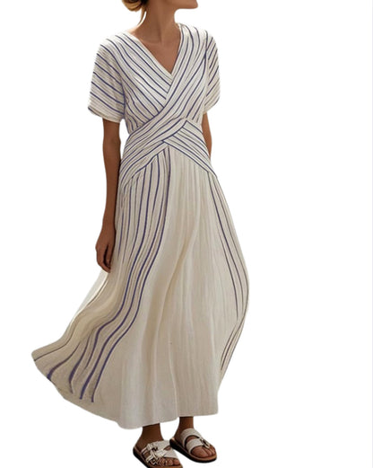 Women's Elegant Stripe Print Maxi Dress 