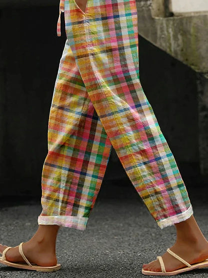 MICHELLE™ - COMFORTABLE, RELAXED-FIT PLAID PANTS