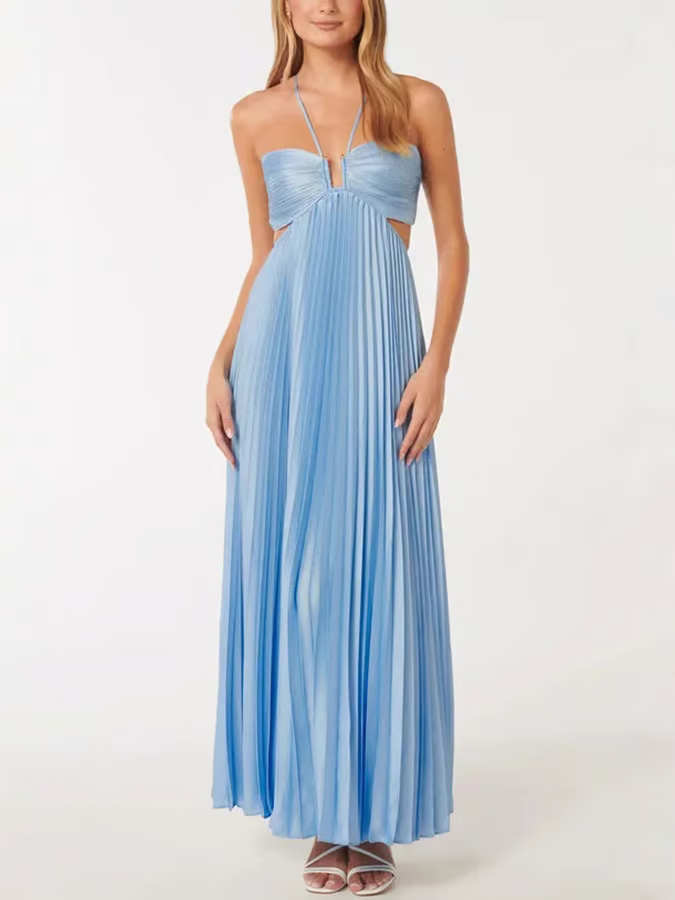 Tansy | Sun-Glitter Summer Halter Maxi Dress