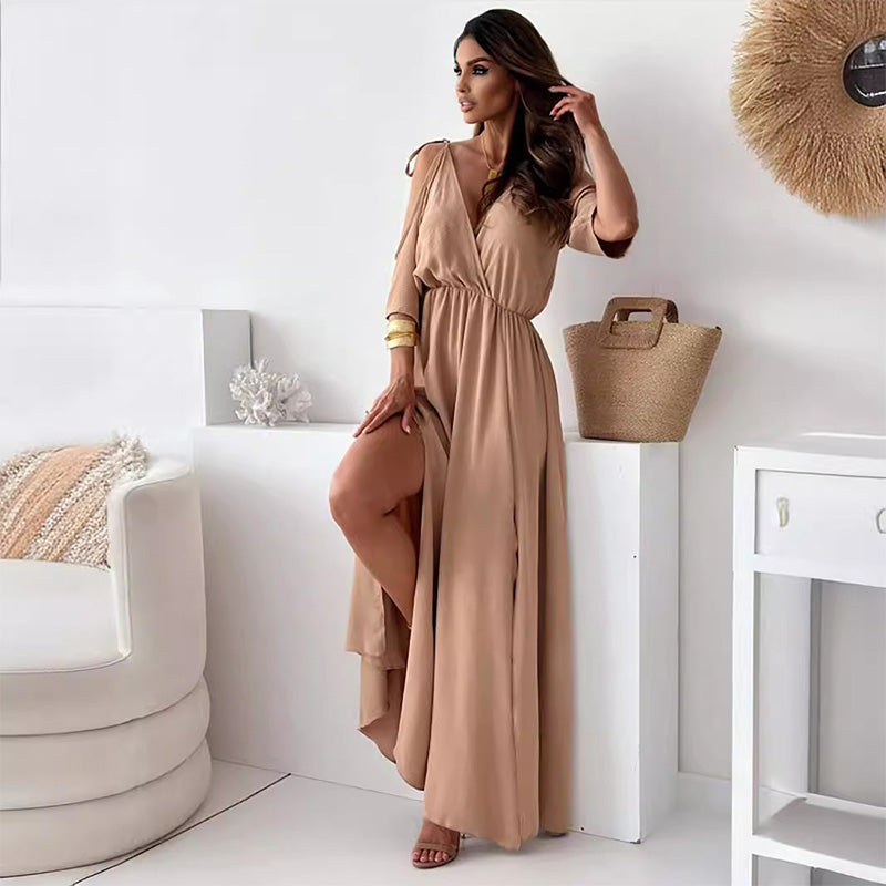 Billie | Long Dress with Slit and V-Neck
